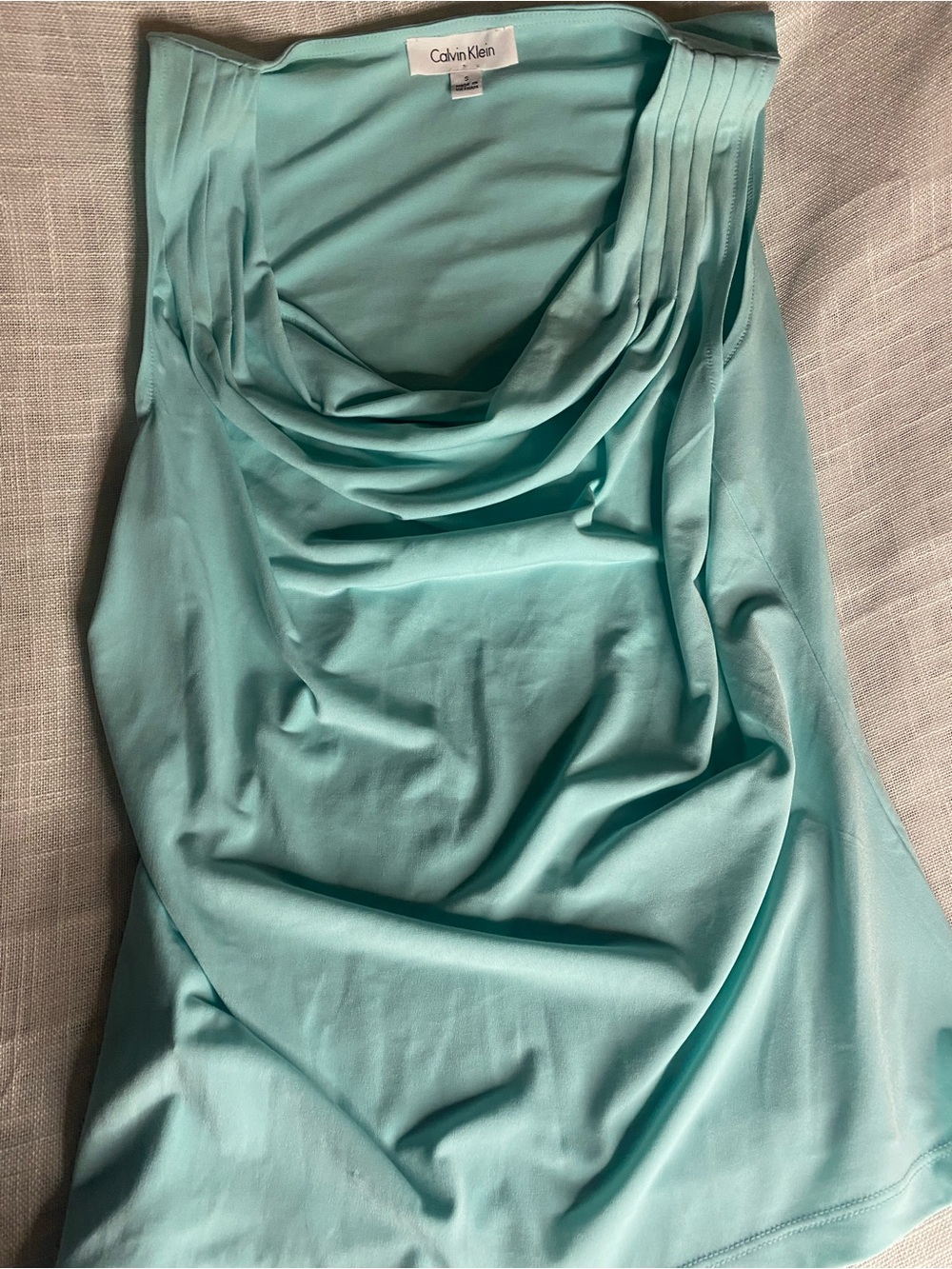 Calvin Klein Aqua Cowl Neck Sleeveless Top